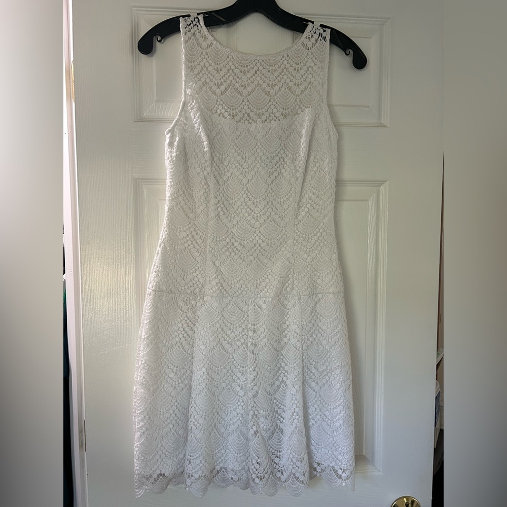 White House Black Market White Lace Mini Dress